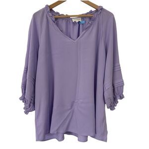 Andree by Unit Lavender Peasant Flowy Business Casual Blouse 1X